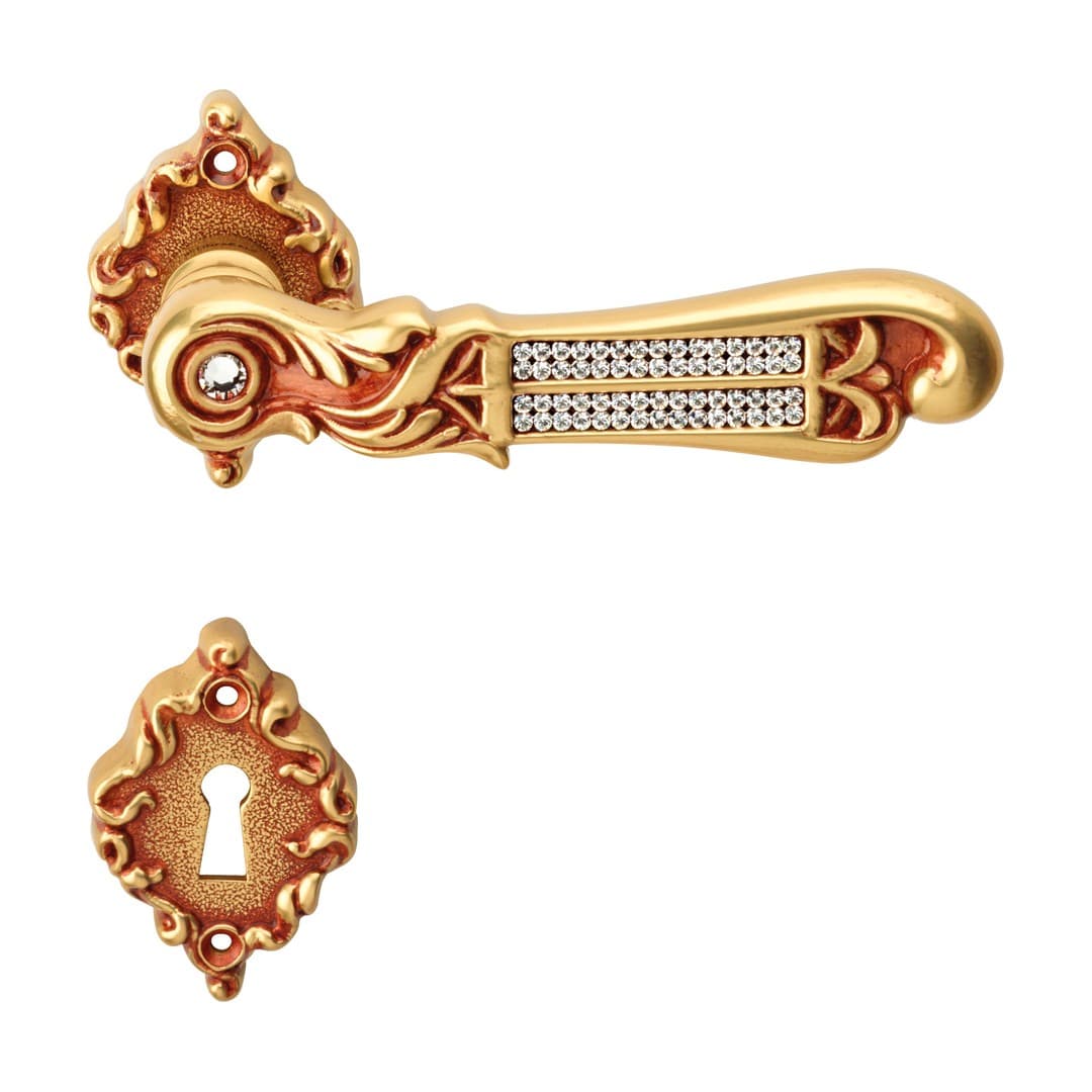 Linea Calì Tiffany Mesh – Πόμολο Πόρτας Ροζέτα – Door handle on rose art.018 – French gold (1307 RB 018 OF)