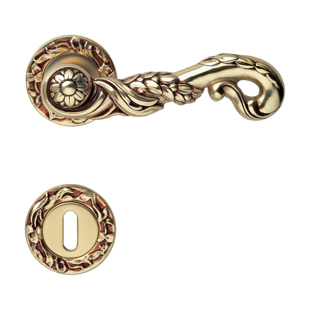 Linea Calì Poesia – Πόμολο Πόρτας Ροζέτα – Door handle on rose art.113 – French gold (1395 RB 113 OF)