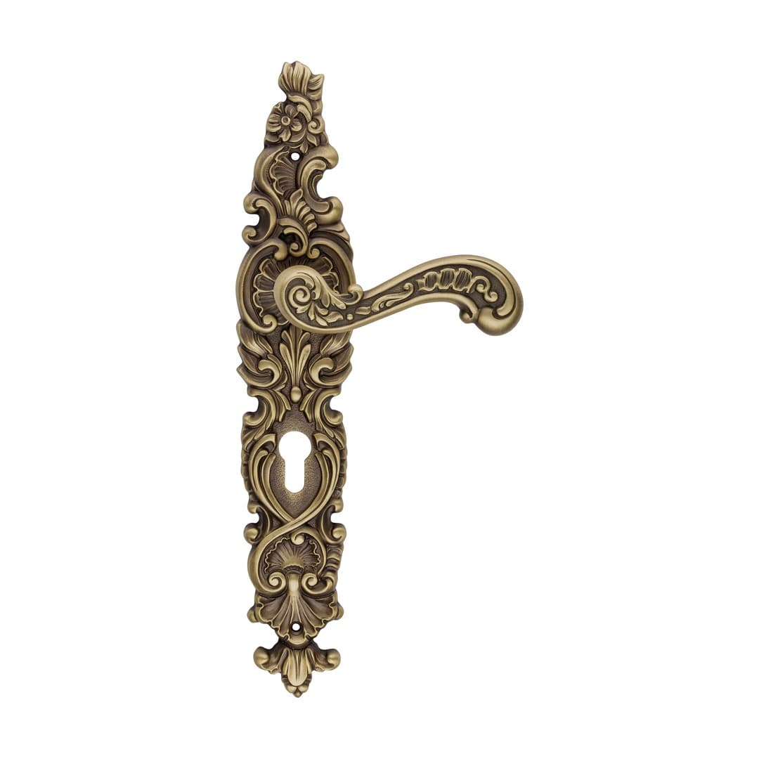 Linea Calì Barocco – Πόμολο Πόρτας Πλάκα – Door handle on plate art.1520 – Patiné mat (1520 PL PM)