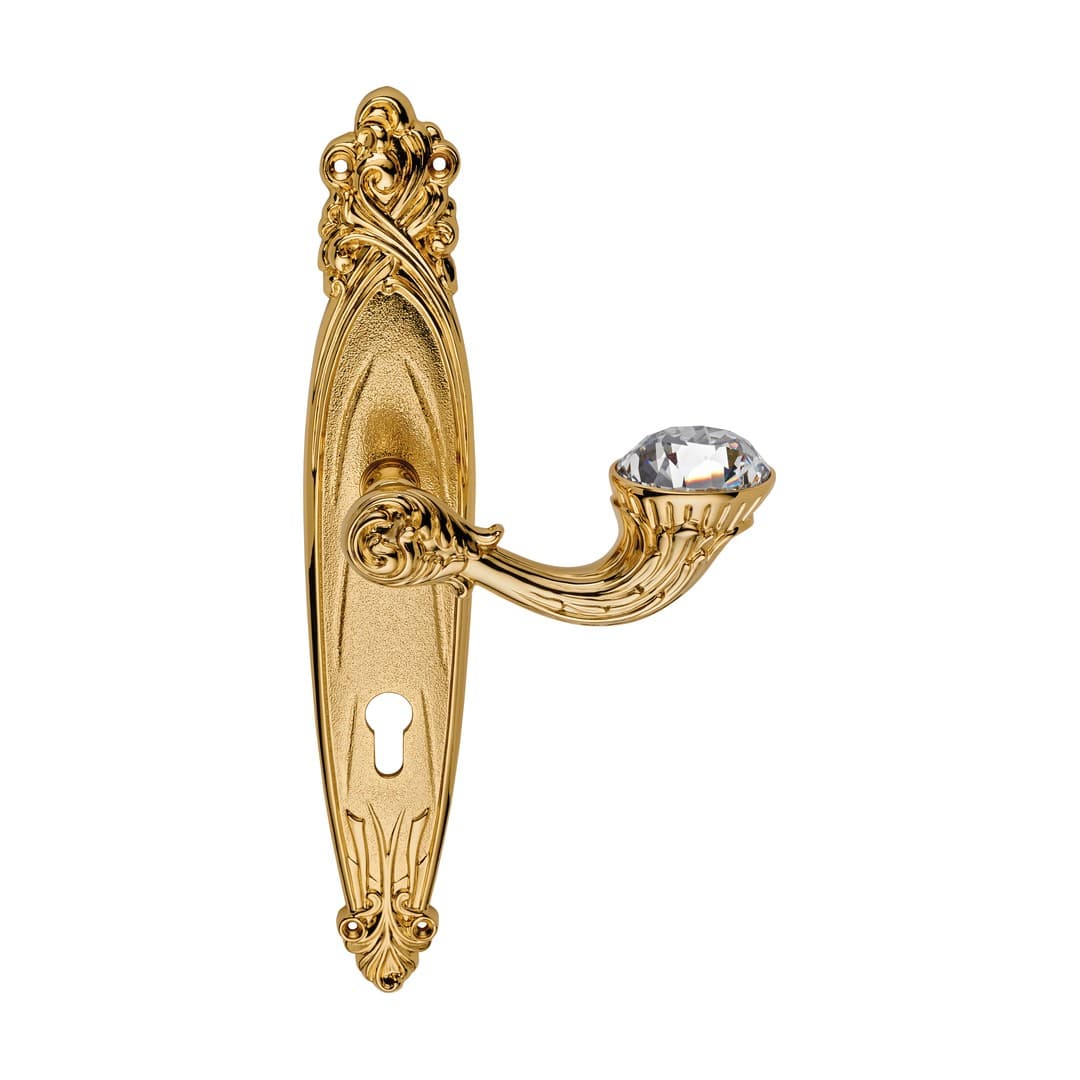 Linea Calì Brilliant Diamond – Πόμολο Πόρτας Πλάκα – Door handle on plate art.1165 – Gold plated (1528 PL OZ)