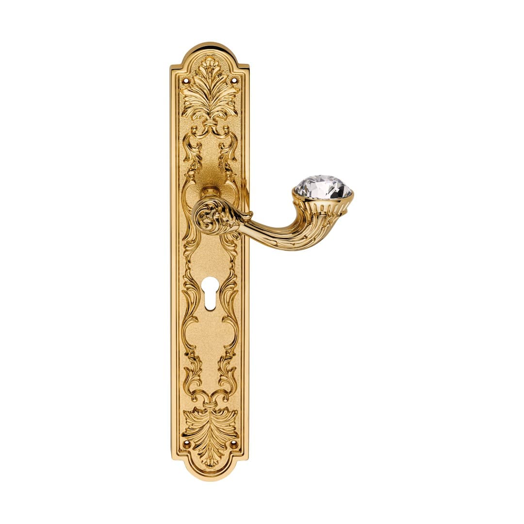 Linea Calì Brilliant Diamond – Πόμολο Πόρτας Πλάκα – Door handle on plate art.1405 – Gold plated (1529 PL OZ)
