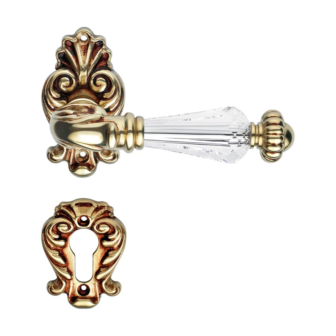Linea Calì Ninfa Crystal – Πόμολο Πόρτας Ροζέτα – Door handle on rose art.015 – French gold (1542 RB 015 OF)