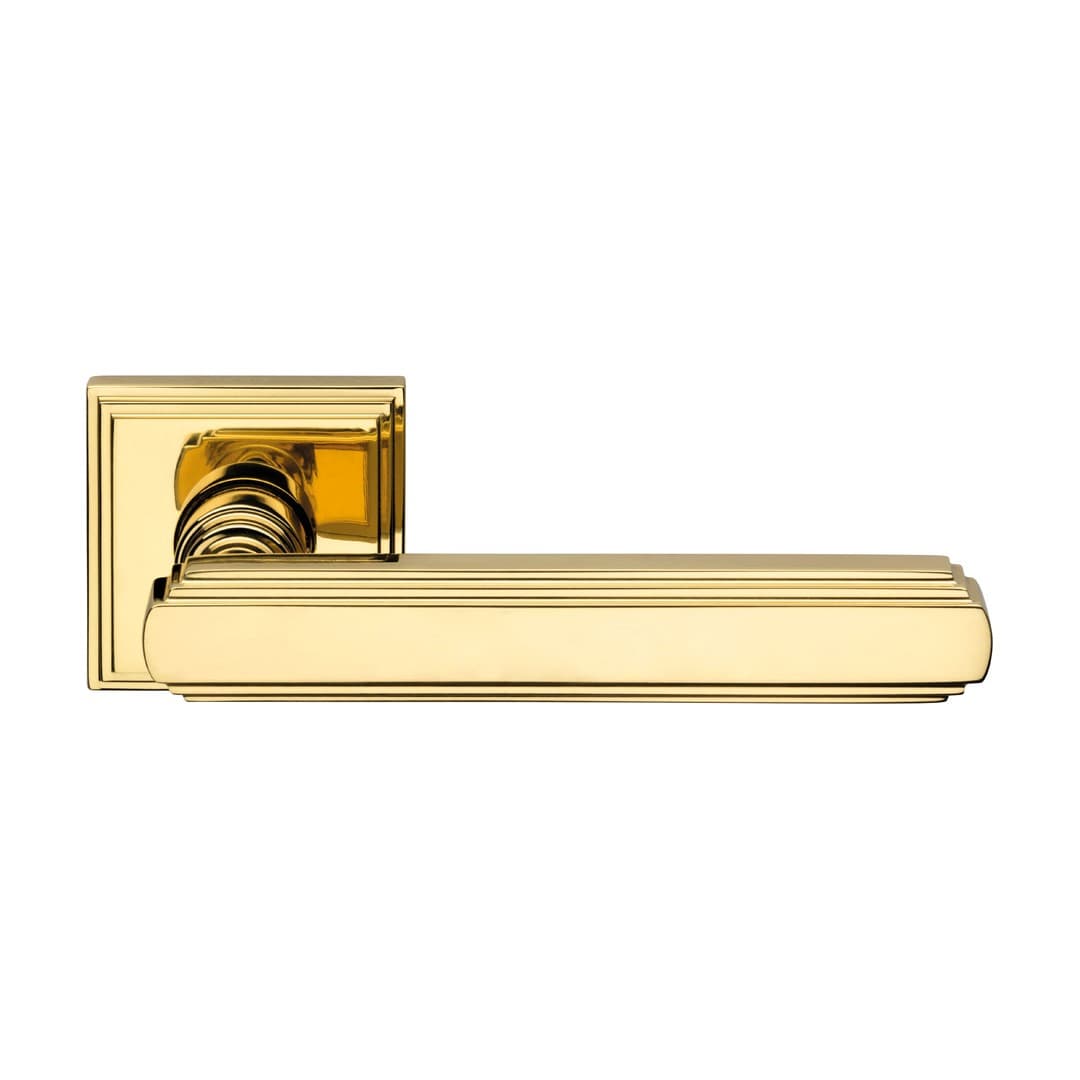 Linea Calì Glamor – Πόμολο Πόρτας Ροζέτα – Door handle on rose art.016 – Painted polished brass (1555 RB 016 OL)