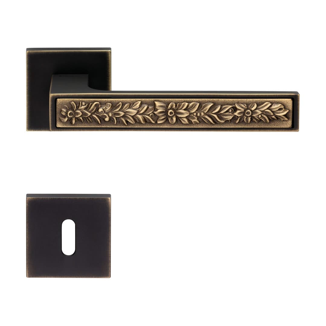 Linea Calì Zen Fusion – Πόμολο Πόρτας Ροζέτα – Door handle on reduced rose art.024 – Matt bronze + patiné mat (1585 RB 024 NP)