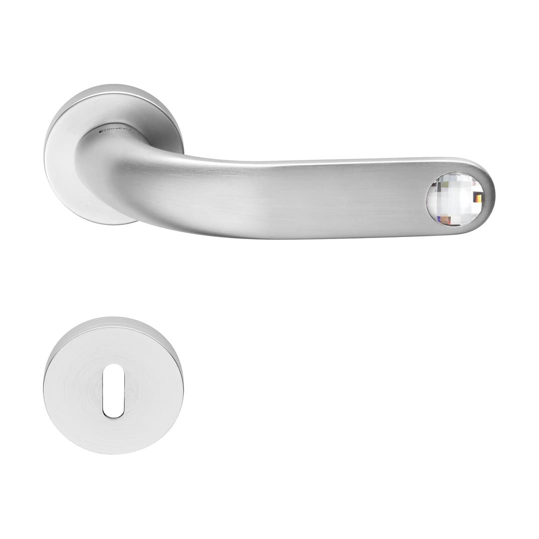Linea Calì Point Crystal – Πόμολο Πόρτας Ροζέτα – Door handle on rose art.023 – Satin chrome (1596 RB 023 CS)