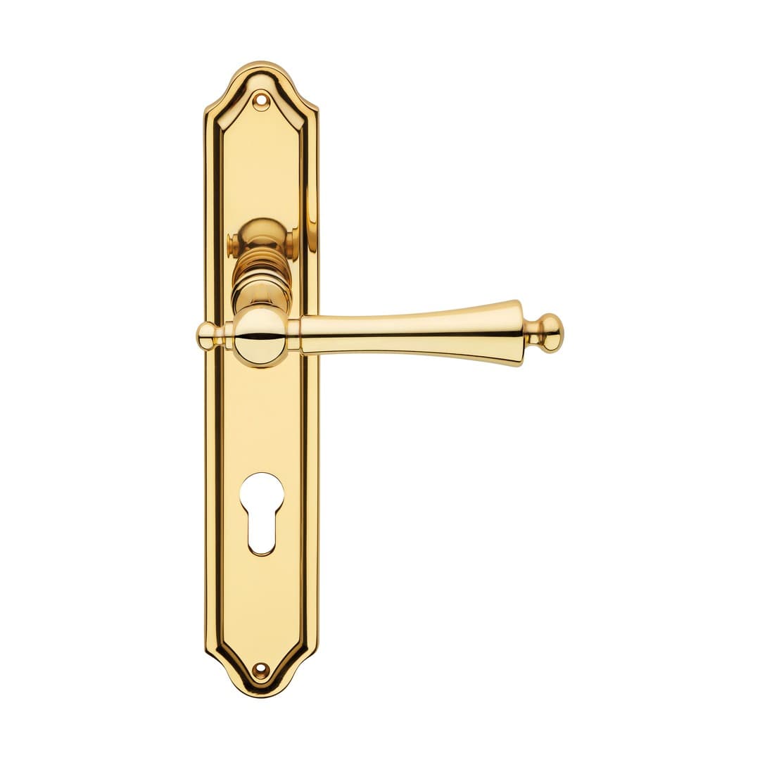 Linea Calì Heidi – Πόμολο Πόρτας Πλάκα – Door handle on plate art.488 – Painted polished brass (1665 PL OL)