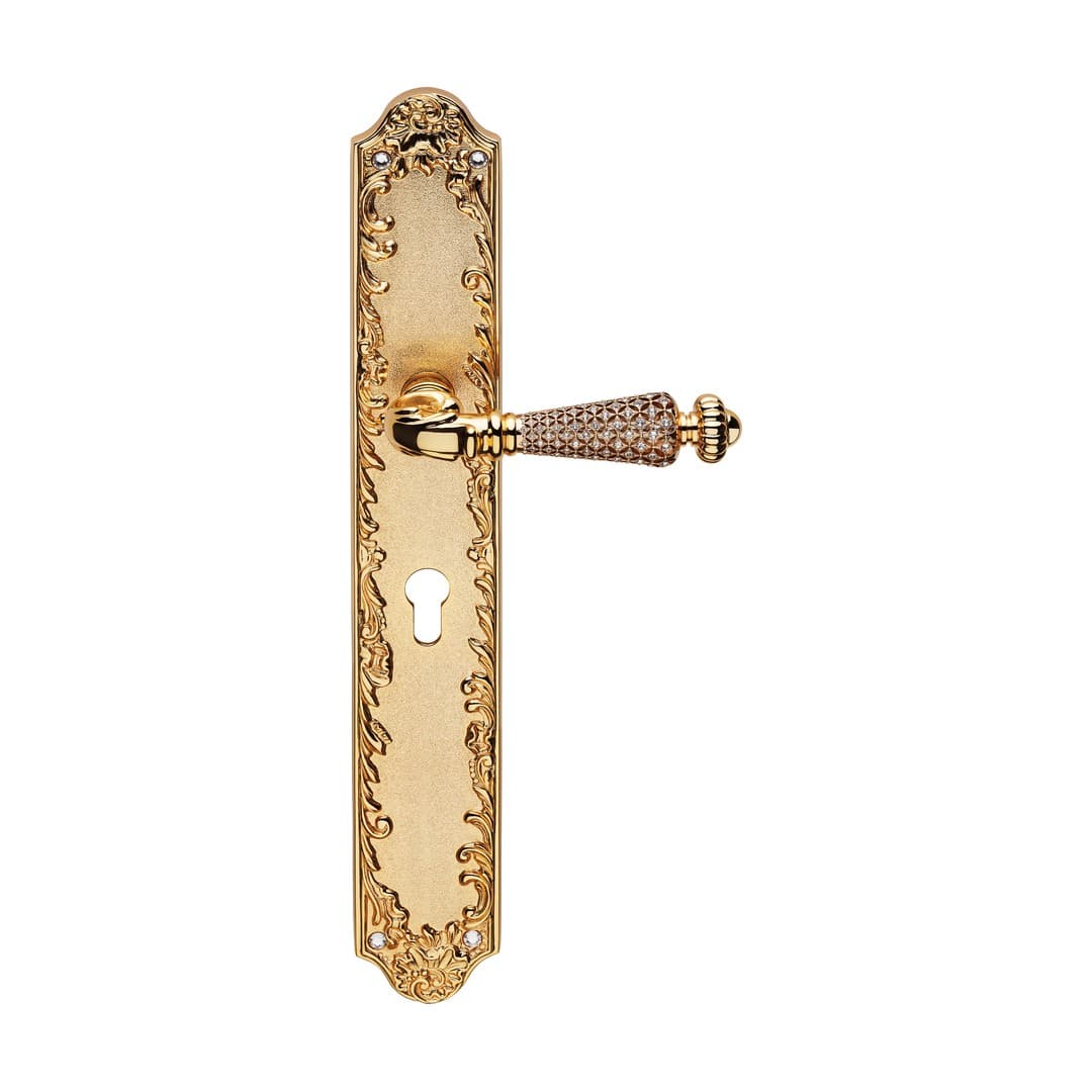 Linea Calì Jewel – Πόμολο Πόρτας Πλάκα – Door handle on plate art.1395 – Gold plated (1750 PL OZ)