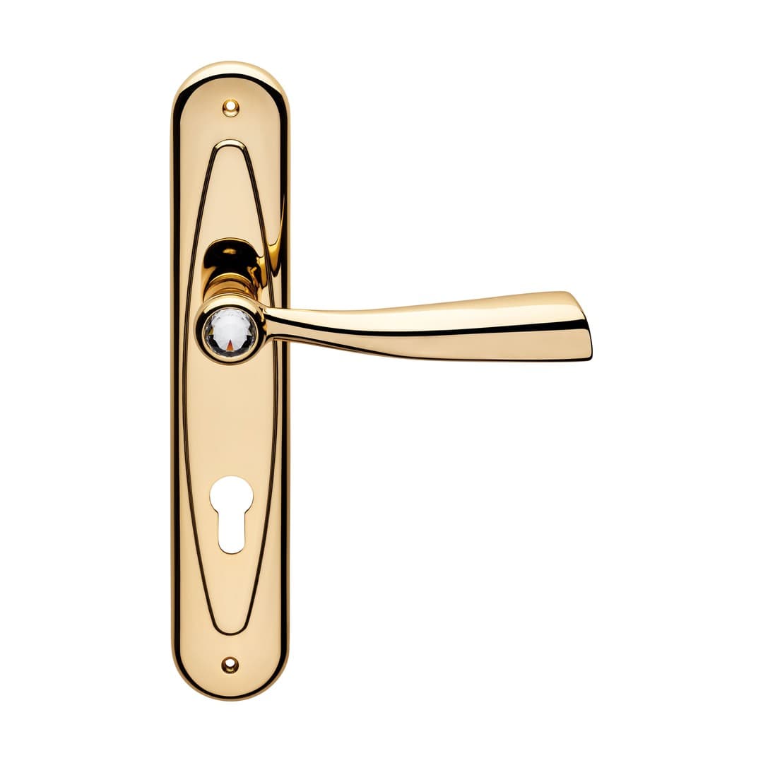 Linea Calì Elika Crystal – Πόμολο Πόρτας Πλάκα – Door handle on plate art.955 – Gold plated (991 PL OZ)