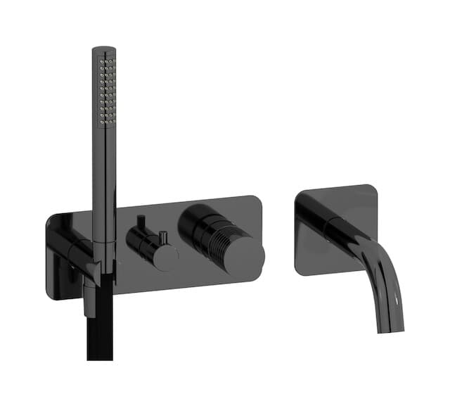IB Rubinetterie Gatsby – Μπαταρία Μπανιέρας Τοίχου – Black Chrome (GA398CF)