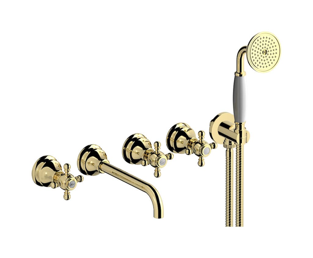 IB Rubinetterie Hermes – Μπαταρία Μπανιέρας Τοίχου – Pale Gold (HR398II)