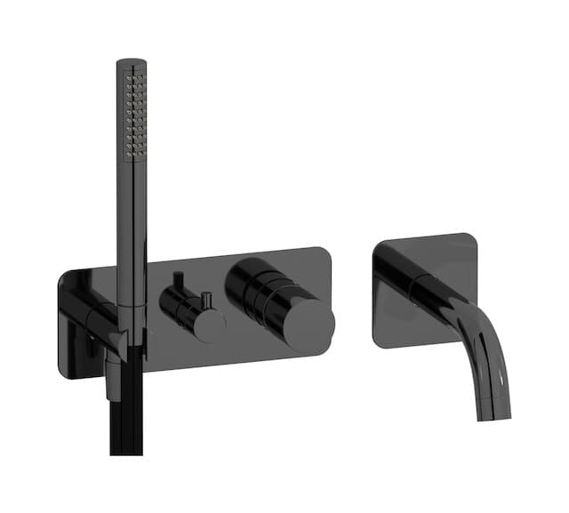 IB Rubinetterie Brera – Μπαταρία Μπανιέρας Τοίχου – Black Chrome (RR398CF)