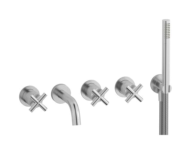 IB Rubinetterie Wow – Μπαταρία Λουτρού Τοίχου – Brushed Nickel (WO398SS)