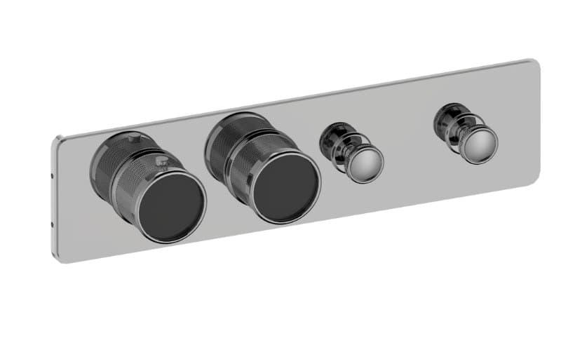Graff RIVA – Trim Εντοιχισμού Ντους – Traditional 2-button Paired Knob Diamond Knurl Horizontal (E-18012HBD-T)