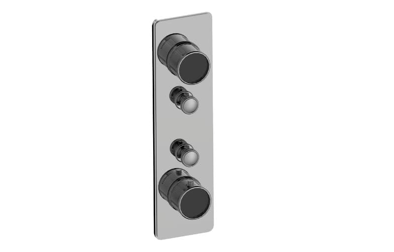 Graff RIVA – Trim Εντοιχισμού Ντους – Traditional 2-button Split Knob Fluted Knurl Vertical (E-18012VAF-T)