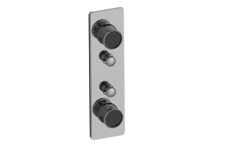 Graff RIVA – Trim Εντοιχισμού Ντους – Traditional 2-button Split Knob Oblique Knurl Vertical (E-18012VAQ-T)