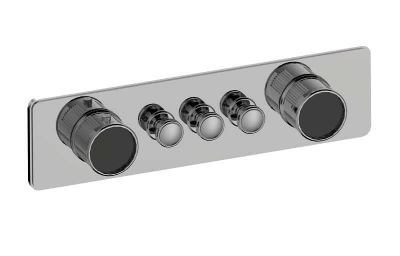 Graff RIVA – Trim Εντοιχισμού Ντους – Traditional 3-button Split Knob Fluted Knurl Horizontal (E-18013HAF-T)