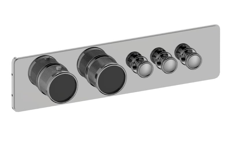 Graff RIVA – Trim Εντοιχισμού Ντους – Traditional 3-button Paired Knob Diamond Knurl Horizontal (E-18013HBD-T)