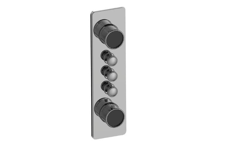 Graff RIVA – Trim Εντοιχισμού Ντους – Traditional 3-button Split Knob Fluted Knurl Vertical (E-18013VAF-T)