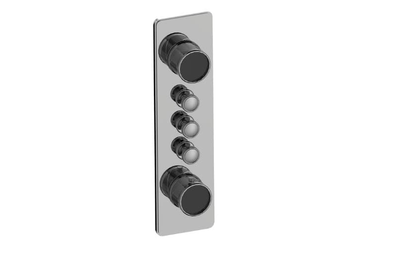 Graff RIVA – Trim Εντοιχισμού Ντους – Traditional 3-button Split Knob Oblique Knurl Vertical (E-18013VAQ-T)