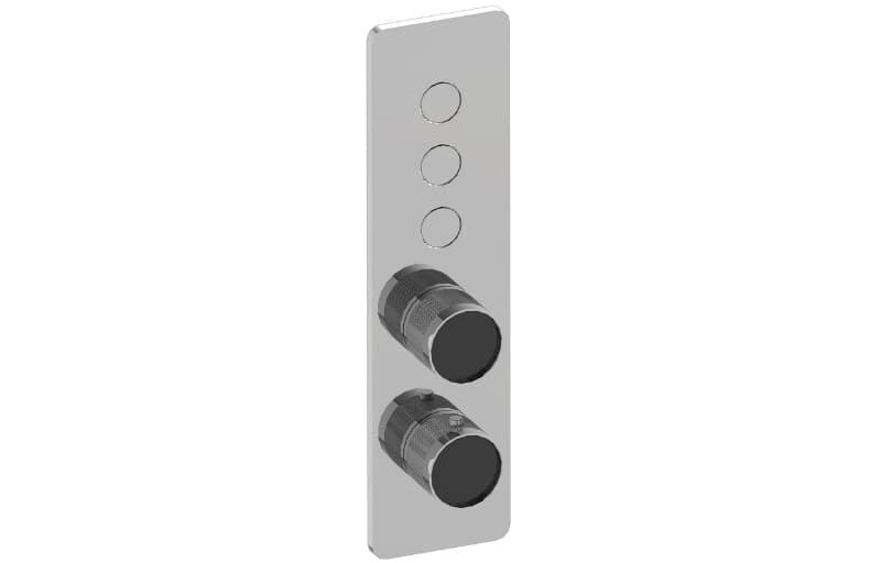 Graff RIVA – Trim Εντοιχισμού Ντους – Contemporary 3-button Paired Knob Diamond Knurl Vertical (E-18023VBD-T)