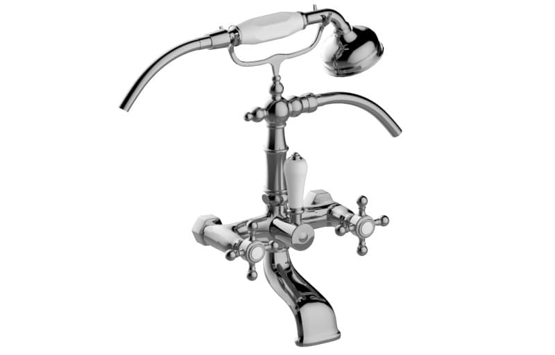 Graff Adley – Μπαταρία Λουτρού Τοίχου – Wall-mounted Bath & Shower With Hand Shower Set (ceramic Handle) (E-3852-C2)