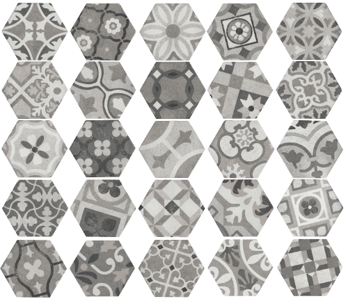 Keradom Esagone Cementine Esagone Cementine Black & White