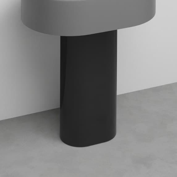 Cielo Itaca with steel fitting, left side - floor drain – Βάση Νιπτήρα – Black Glossy (ITCOLCN N)