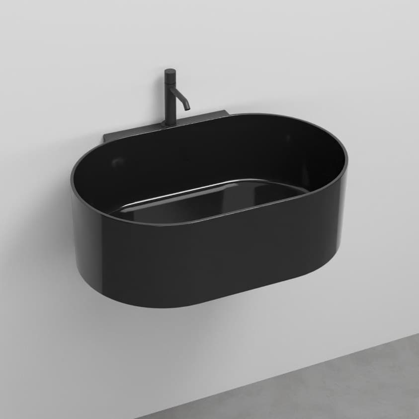 Cielo Otis oval with one hole – Νιπτήρας Επικαθήμενος – Black Glossy (OTLSN N)