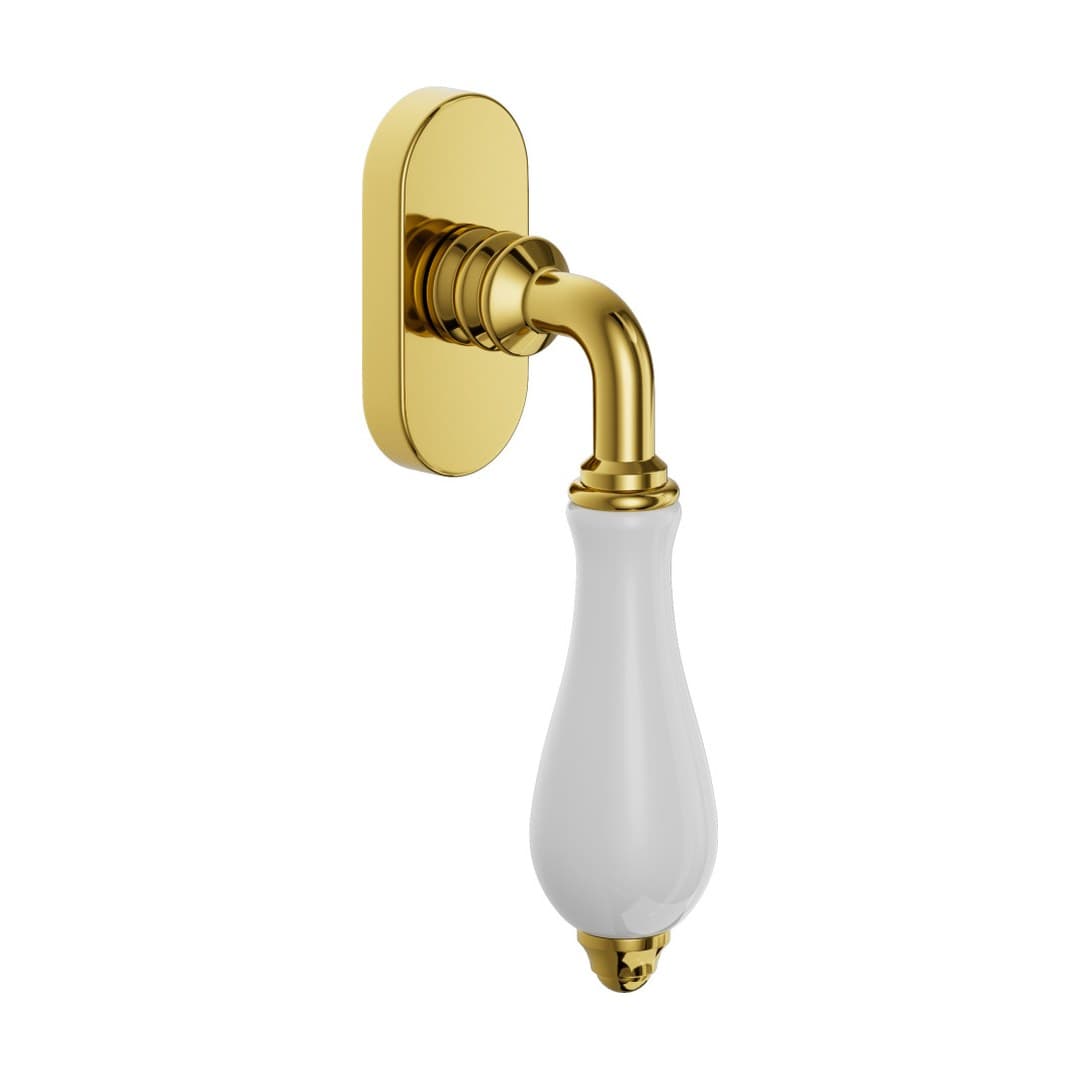 DnD Marta – Πόμολο Παραθύρου – DK VIS Ovale – Polished + white porcelain (300V-OLV+P1)