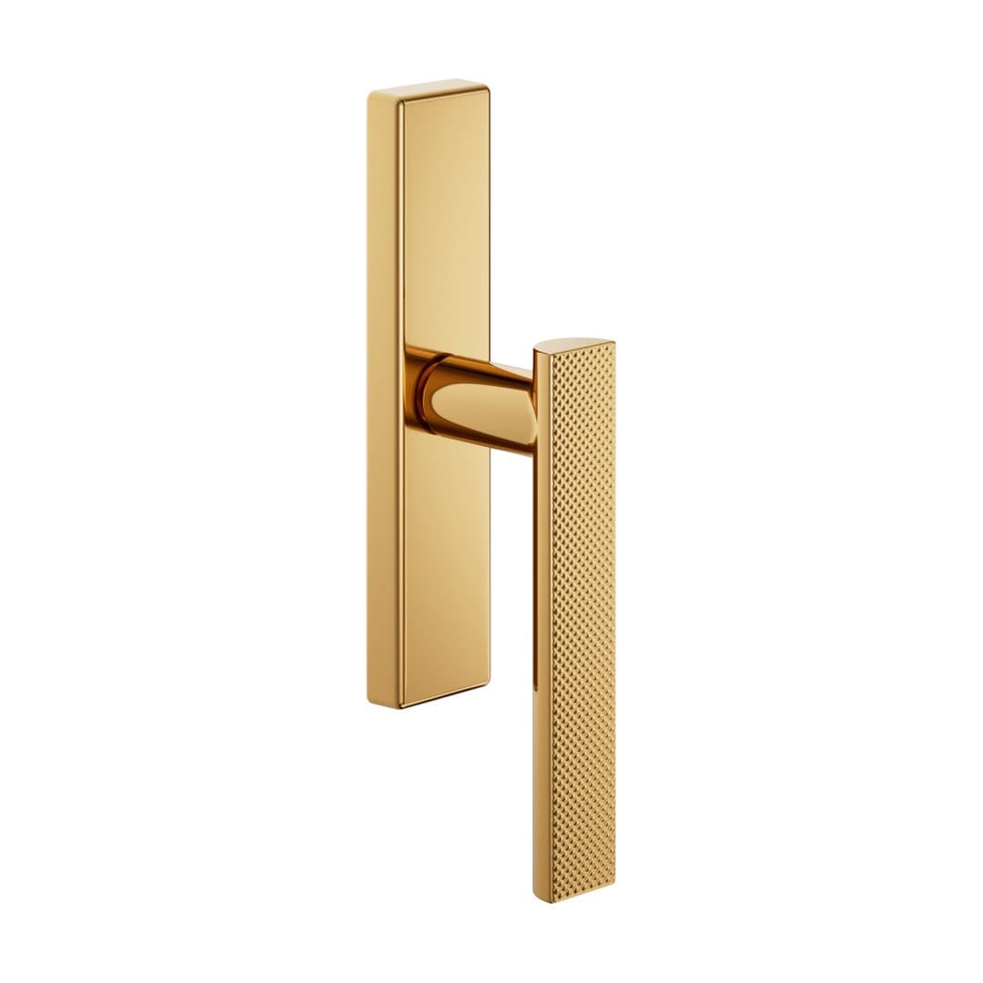 DnD Anik Brilliant 02 – Πόμολο Παραθύρου – Cremonese su placca rettangolare – Antique bright gold (AB24M-PVD-BG)
