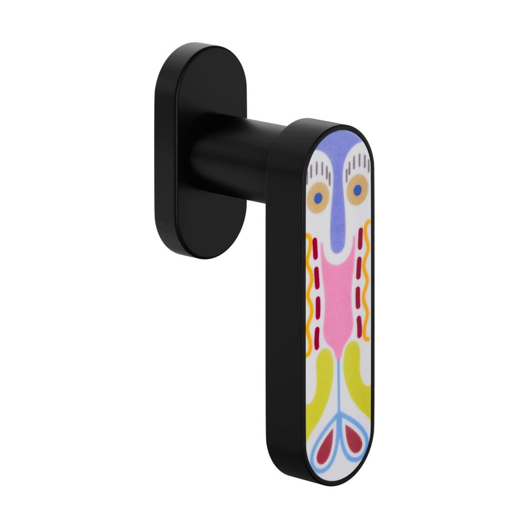 DnD Crisalide Mini – Πόμολο Παραθύρου – DK VIS Ovale – Black + decorated glossy porcelain (CM22V-ANE+PSD)