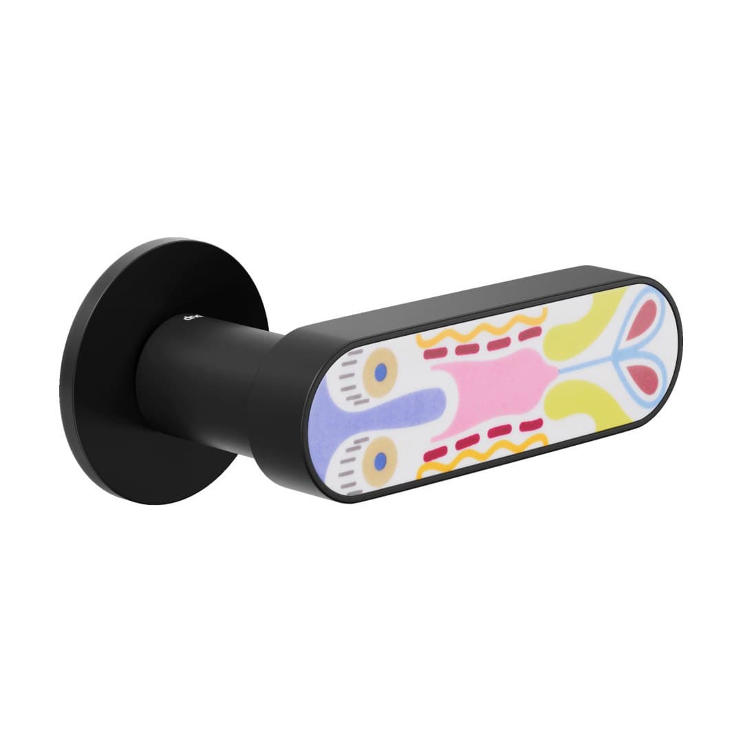 DnD Crisalide Mini – Πόμολο Πόρτας Ροζέτα – Fine Tonda – Black + decorated glossy porcelain (CM40-ANE+PSD)