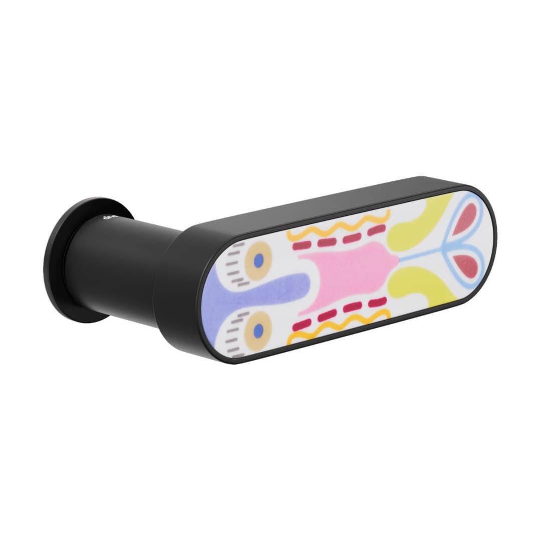 DnD Crisalide Mini – Πόμολο Πόρτας Ροζέτα – Unico Tonda – Black + decorated glossy porcelain (CM80-ANE+PSD)