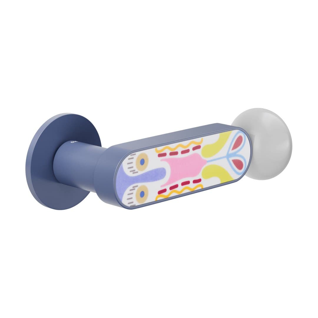 DnD Crisalide – Πόμολο Πόρτας Ροζέτα – Fine Tonda – Blue dove + decorated glossy porcelain (CS40-ABC+PSD)