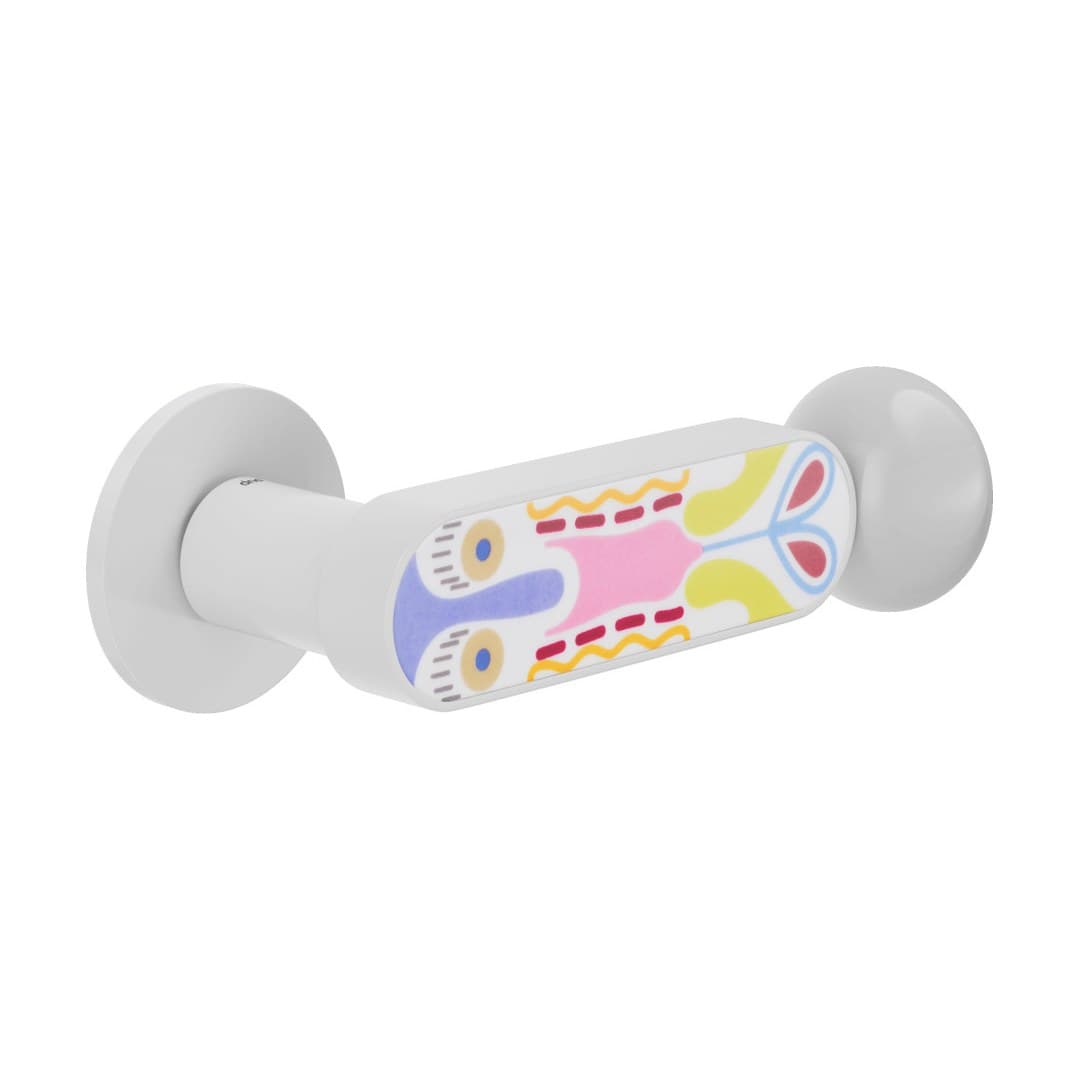 DnD Crisalide – Πόμολο Πόρτας Ροζέτα – Fine Tonda – White + decorated glossy porcelain (CS40-ABN+PSD)