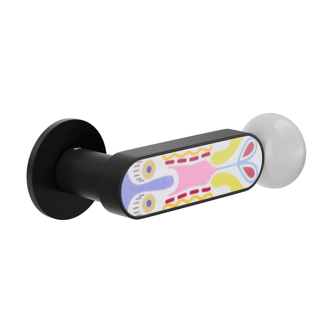 DnD Crisalide – Πόμολο Πόρτας Ροζέτα – Fine Tonda – Black + decorated glossy porcelain (CS40-ANE+PSD)