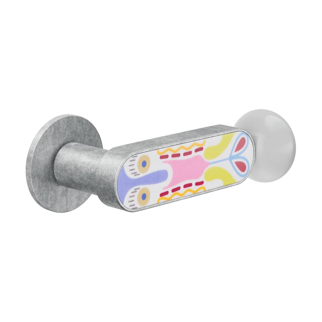 DnD Crisalide – Πόμολο Πόρτας Ροζέτα – Fine Tonda – Natural aluminium + decorated glossy porcelain (CS40-ANT+PSD)
