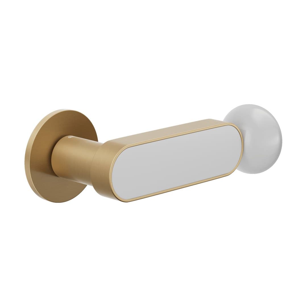 DnD Crisalide – Πόμολο Πόρτας Ροζέτα – Fine Tonda – Satin gold + white glossy porcelain (CS40-ARO+PSW)