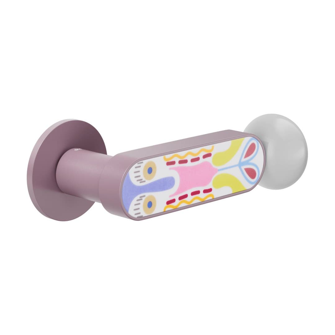 DnD Crisalide – Πόμολο Πόρτας Ροζέτα – Fine Tonda – Pastel violet + decorated glossy porcelain (CS40-AVP+PSD)