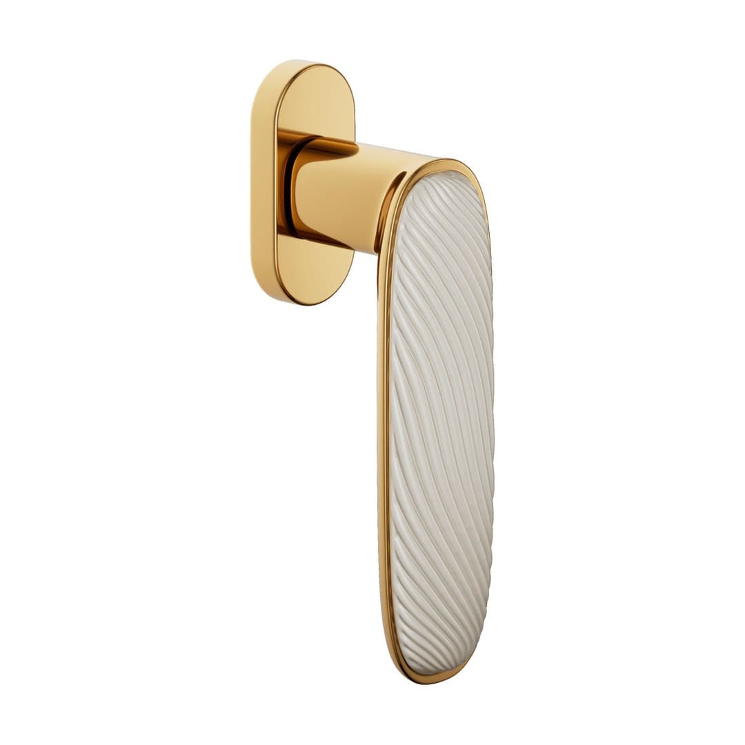 DnD Dune – Πόμολο Παραθύρου – DK VIS Ovale – Antique bright gold + sand-white glossy porcelain (DN22V-PVD-BG+PSB)