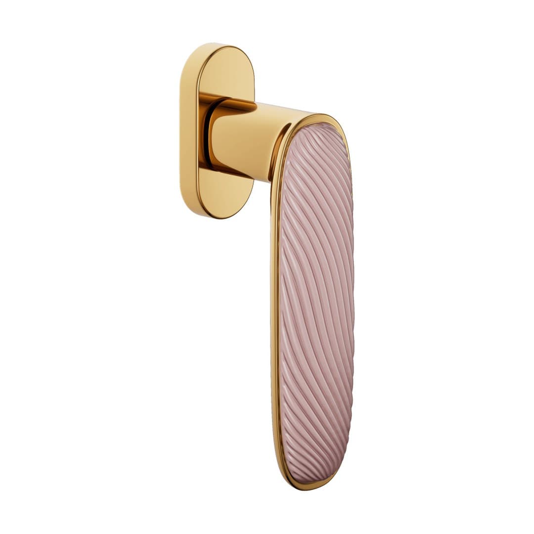 DnD Dune – Πόμολο Παραθύρου – DK VIS Ovale – Antique bright gold + cloud-pink glossy porcelain (DN22V-PVD-BG+PSR)