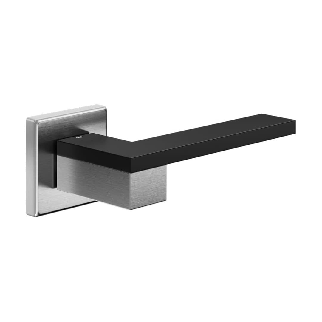 DnD Esa – Πόμολο Πόρτας Ροζέτα – Vis Quadra – Satin chrome + black (ES14-SNE)
