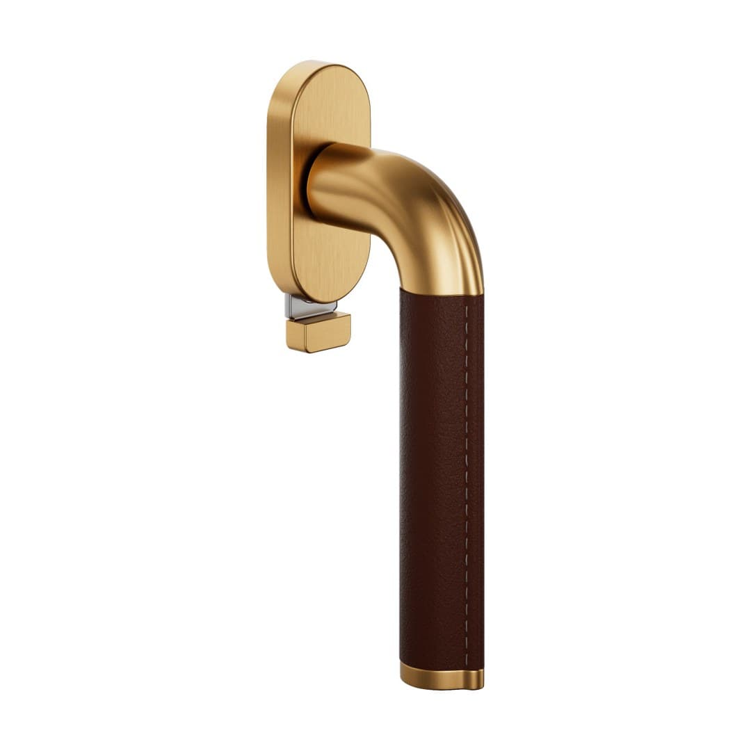 DnD Havana – Πόμολο Παραθύρου – DK VIS TS Ovale – Antique satin gold + papaya leather (HV22TS-PVD-SG+PA)
