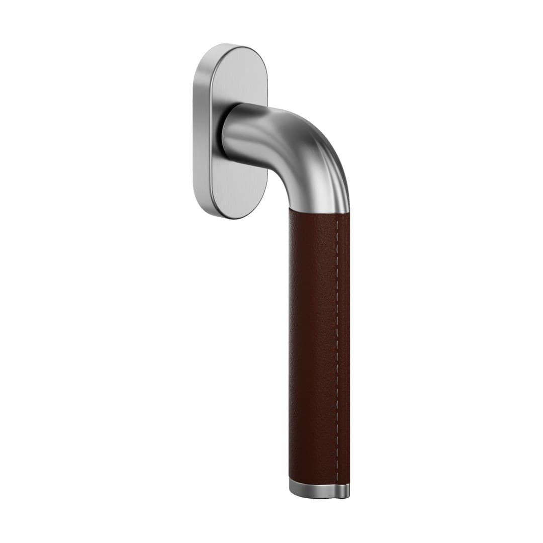 DnD Havana – Πόμολο Παραθύρου – DK VIS Ovale – Satin chrome + papaya leather (HV22V-OCS+PA)