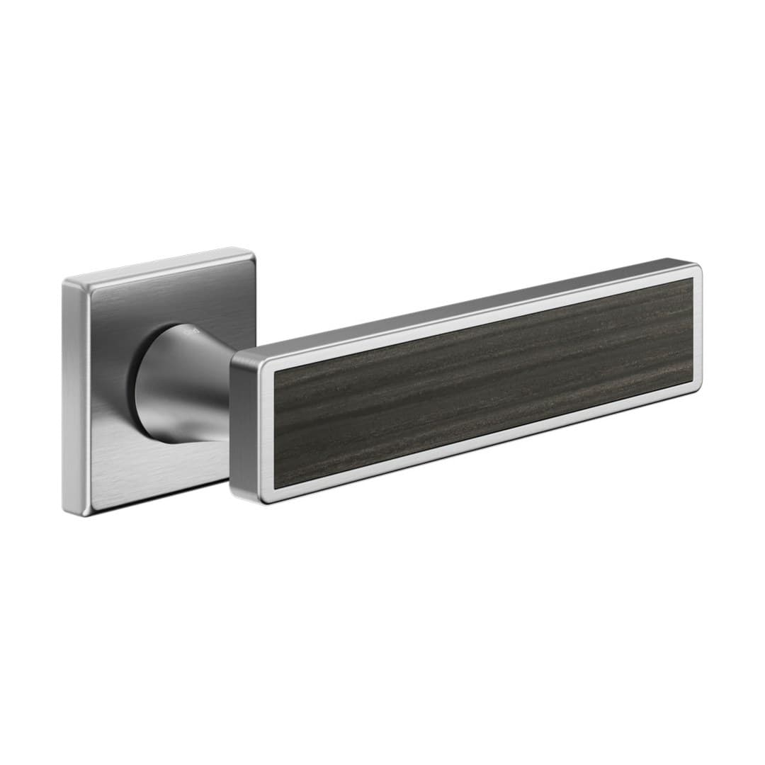 DnD Sochic L 02 – Πόμολο Πόρτας Ροζέτα – Vis Quadra – Satin chrome + dark Rosewood insert (SL14-SPL)