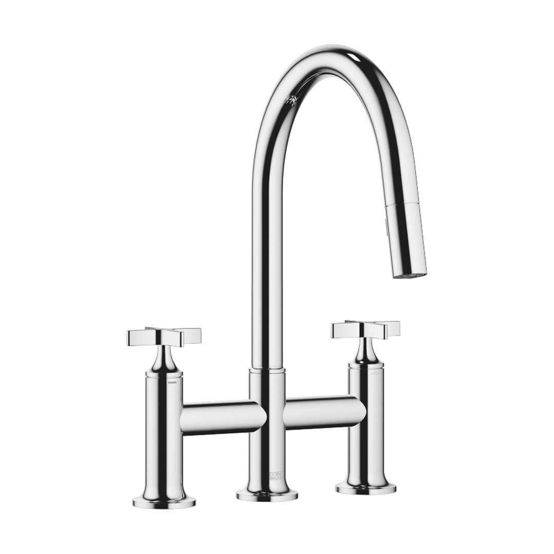 Dornbracht VAIA – Μπαταρία Κουζίνας – Three-hole bridge mixer Pull-down with spray function – Chrome (19875809-00)