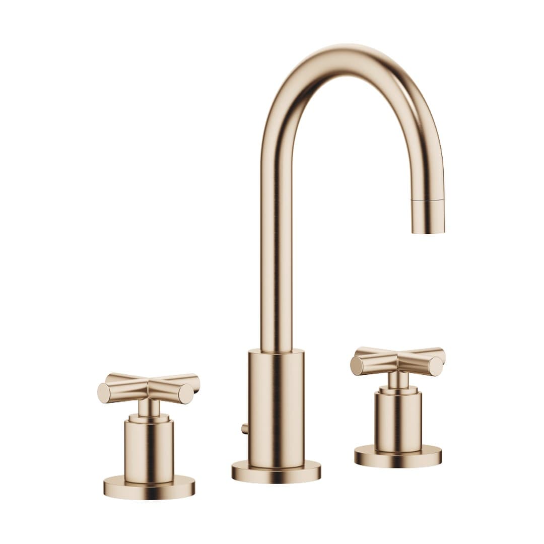 Dornbracht Tara – Μπαταρία Νιπτήρα – Three-hole basin mixer with pop-up waste – Brushed Champagne (22kt Gold) (20710892-46)