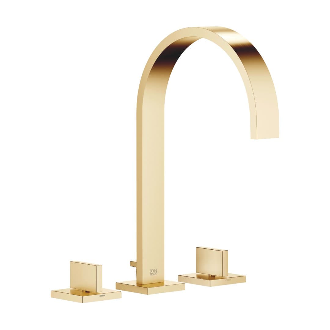 Dornbracht MEM – Μπαταρία Νιπτήρα – Three-hole basin mixer with pop-up waste – Brushed Durabrass (23kt Gold) (20715782-28)