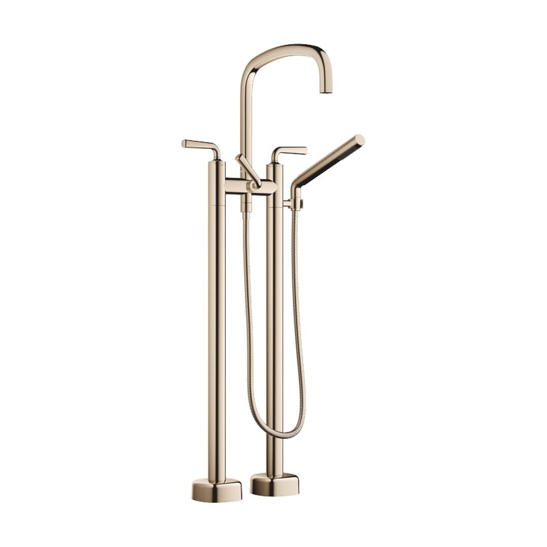 Dornbracht COYA – Μπαταρία Λουτρού Δαπέδου – Two-hole bath mixer for free-standing assembly with hand shower set – Champagne (22kt Gold) (25943414-47)