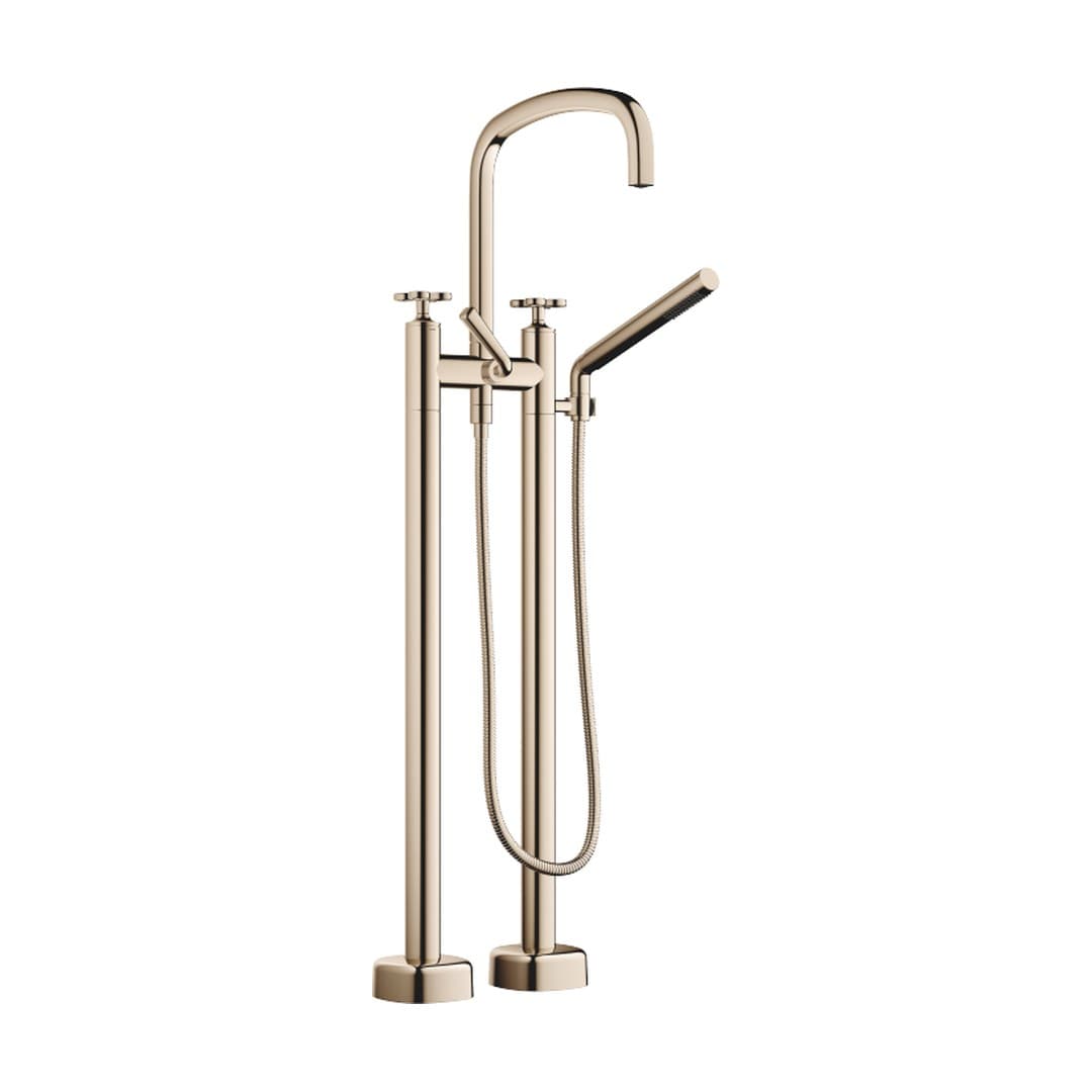 Dornbracht COYA – Μπαταρία Λουτρού Δαπέδου – Two-hole bath mixer for free-standing assembly with hand shower set – Champagne (22kt Gold) (25943424-47)